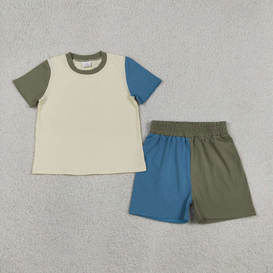 Baby Boys Kids Short Sleeves Shirt Grey Blue Shorts Set Summer Clothes RTS