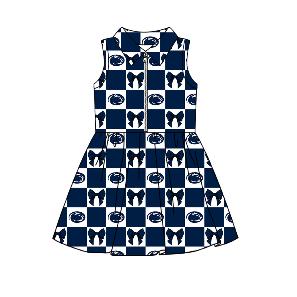 ( Moq 5 ) Custom Baby Girls Kids Sleeveless Shorts Knee Length Team Zipper Dress Cheer Clothes