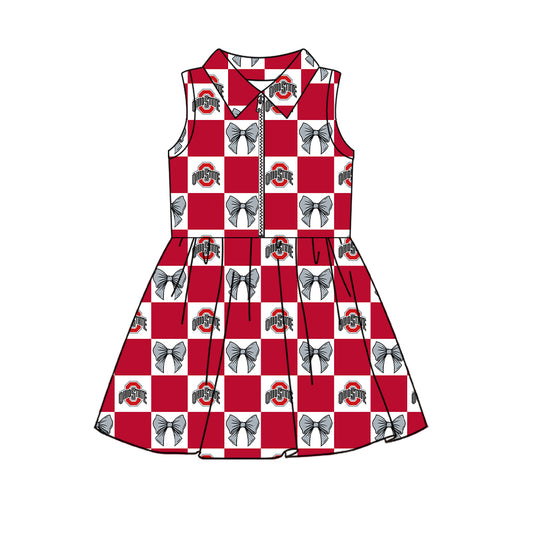 ( Moq 5 ) Custom Baby Girls Kids Sleeveless Shorts Knee Length Team Zipper Dress Cheer Clothes