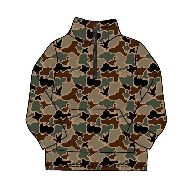 Baby Boy Toddler Long Sleeves Duck Camo Zipper Pocket Shirt Tops Moq 5