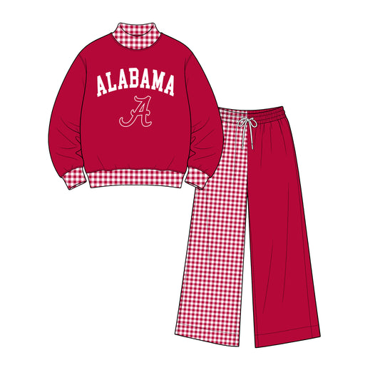 ( Moq 5 ) Baby Girls Kids Long Sleeves Shirt Plaid Pants Team Set Clothes