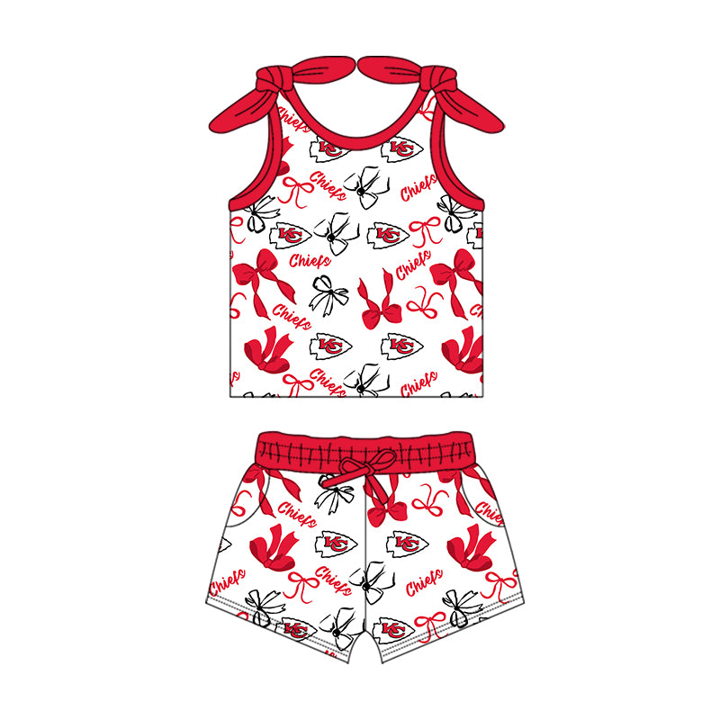 ( Moq 5 each style ) Baby Girl Toddler KC Team Bows Sibling Romper Dress Set 7.10