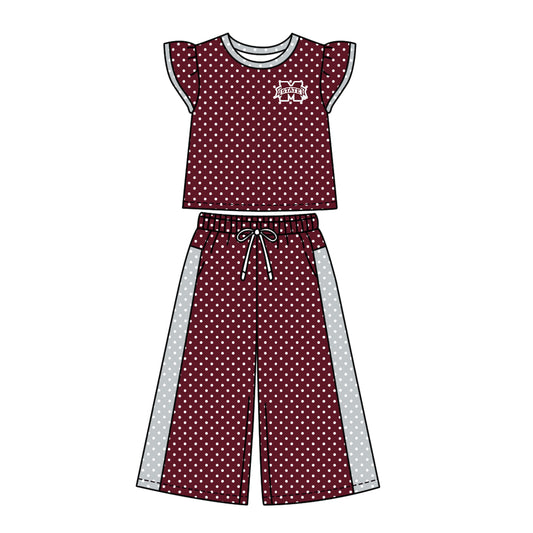 ( Moq 5 ) Baby Girls Kids Short Sleeves Shirt Pants Team Set Clothes