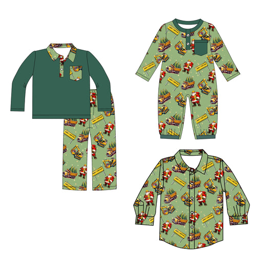 ( Moq 5 Each Style ) Baby Boy Toddler Christmas Trucks Sibling Romper Shirt Set 8.11