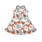 ( Moq 5 each style ) Baby Boy Girl Team Sibling Shirt Orange Bows Cheer Dress Set 8.16