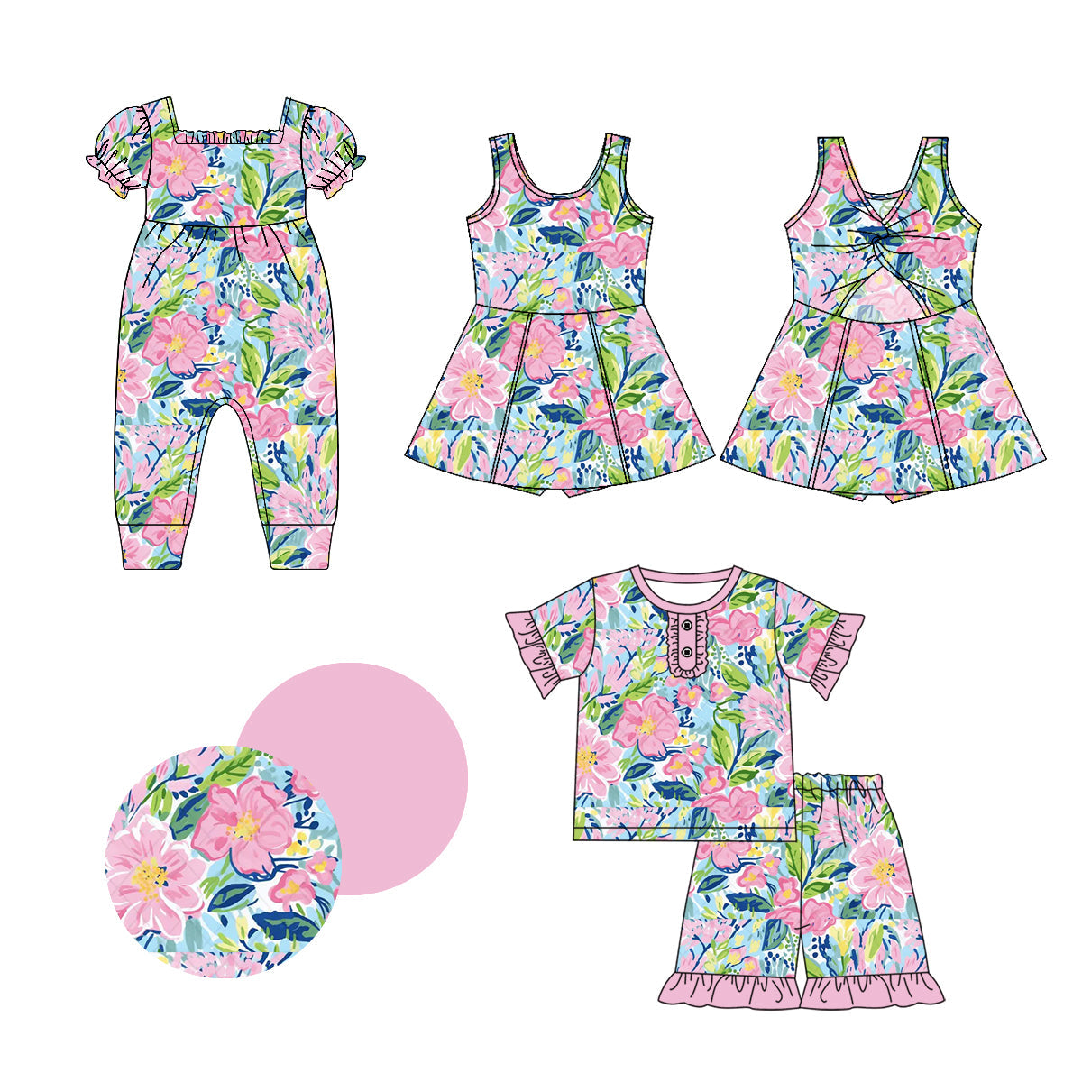 Baby Girl Flower Sibling Dress Romper Set ( Moq 5 Each Style ) 1.4