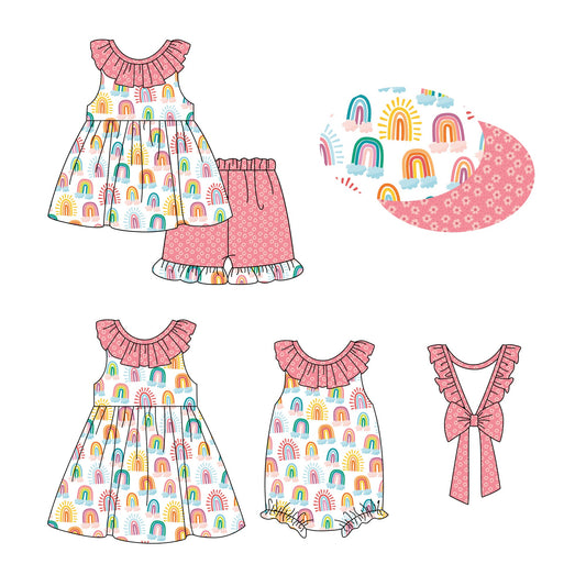 Baby Girl Rainbow Sibling Summer Romper Dress Set ( Moq 5 Each Style ) 12.28