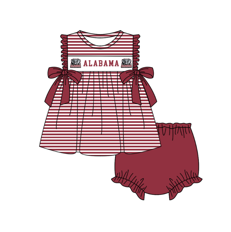 ( Moq 5 ) Baby Girls Toddler Bows Stripes Elephant Tops Bummie Shorts Team Set 1.29
