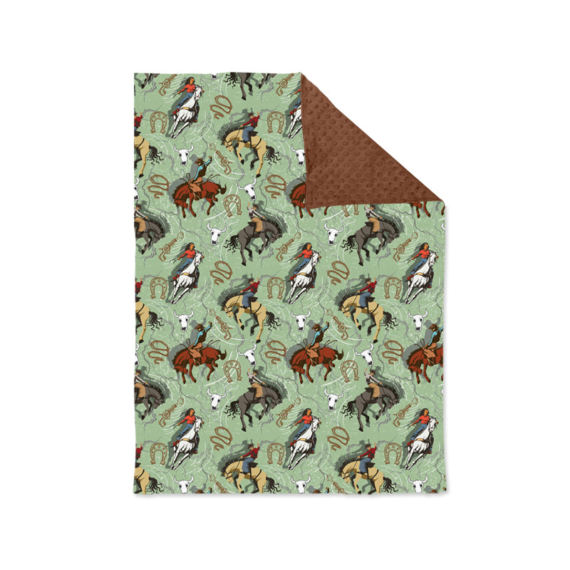 Baby Kids Infant Western Rodeo Green Blanket