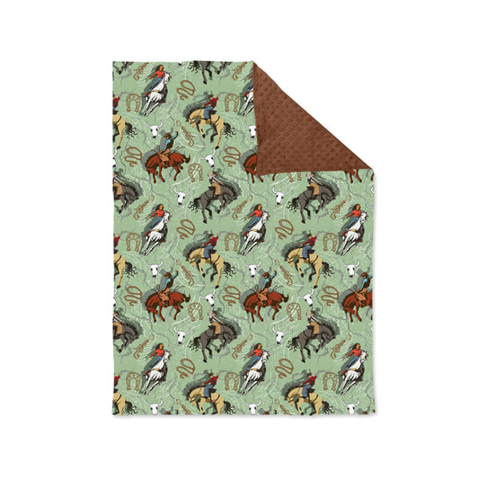 Baby Kids Infant Western Rodeo Green Blanket