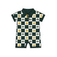( Moq 5 Each Style ) Baby Boys Girls Toddler Bows Green Plaid Team Sibling Shorts Dress Shirt Set Summer Clothes