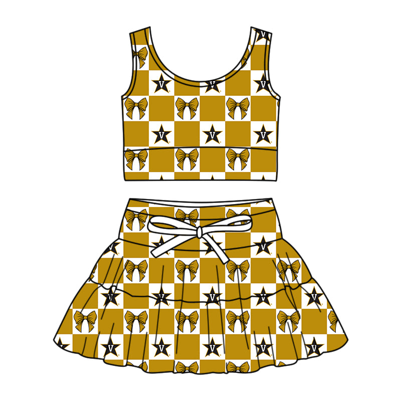 ( Moq 5 Each Style ) Baby Girls Kids Toddler Stars Bows Plaid Tops Shorts Skirt Team Set