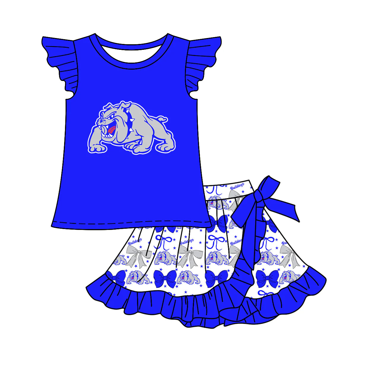 ( Moq 5 each style ) Baby Boy Girl Summer Dog Team Sibling Drip Bows Shorts Shirt Dress Set 7.17