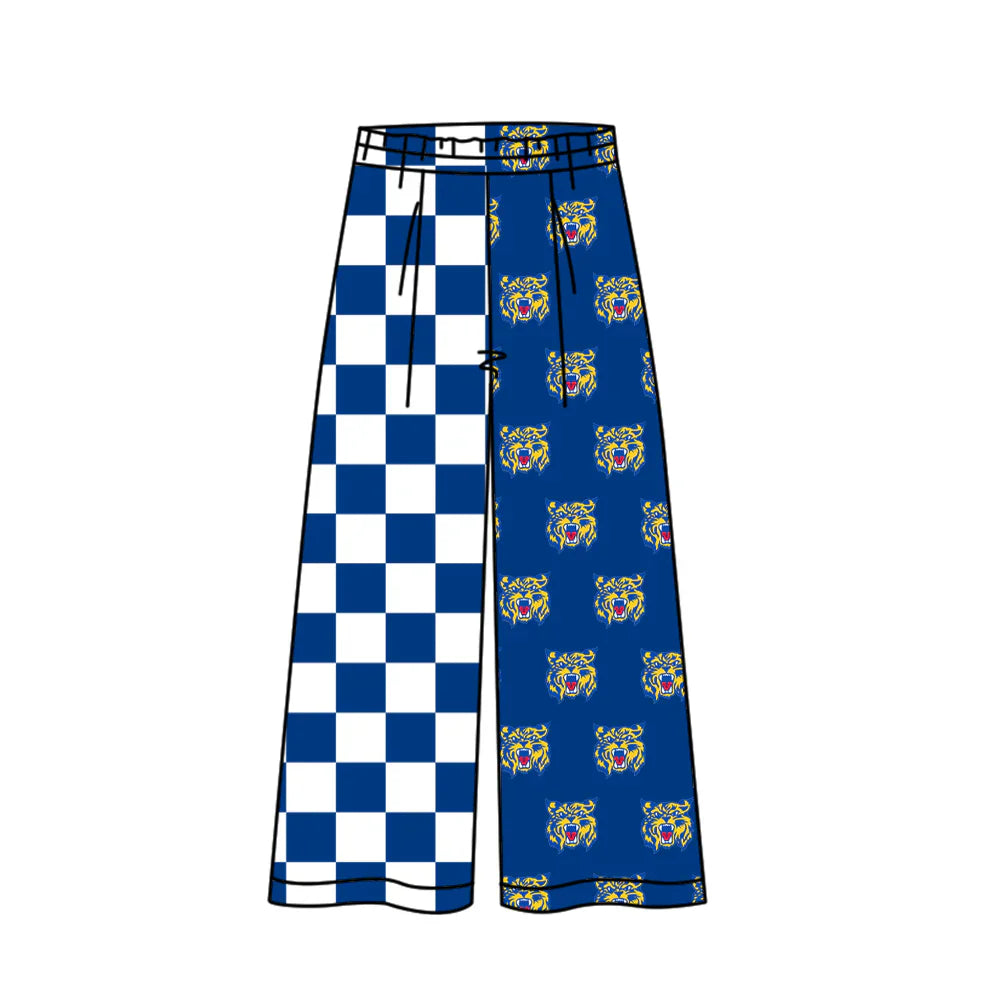 ( Moq 5 Each Style ) Baby Girl Adult Women Blue Checked Tigers Team Sibling Mommy & Me Family Pants Clothes