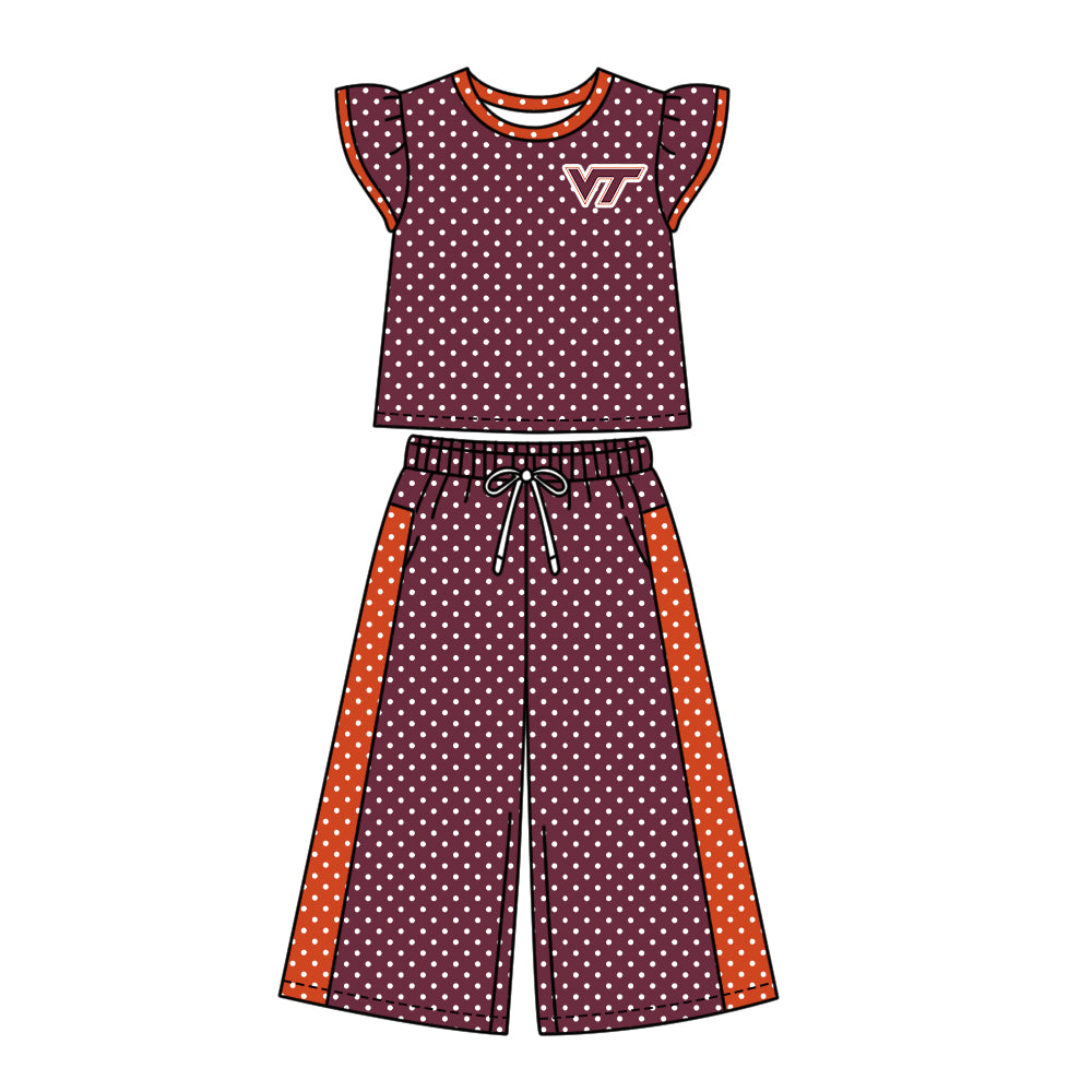 ( Moq 5 ) Baby Girls Kids Short Sleeves Shirt Pants Team Set Clothes
