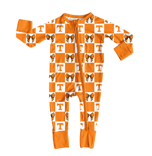 ( Moq 5 ) Custom Baby Girls Kids Long Sleeves Zipper Sleeper Footie Romper Team Clothes