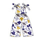 ( Moq 5 each style ) Baby Boy Girl Team Cheer Sibling Shirt Purple Bows Jumpsuit Dress Set 7.30