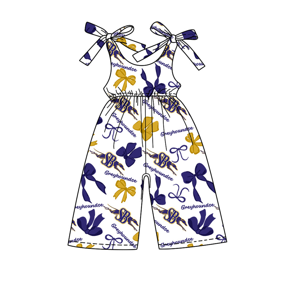 ( Moq 5 each style ) Baby Boy Girl Team Cheer Sibling Shirt Purple Bows Jumpsuit Dress Set 7.30
