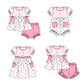 Baby Girl Short Sleeves Flower Plaid Pink Sibling Romper Dress Clothes Set ( Moq 5 Each Design )