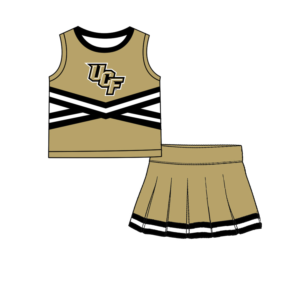 ( Moq 5 ) Baby Girls Kids Sleeveless Vest Skirt Shots Team Set Clothes