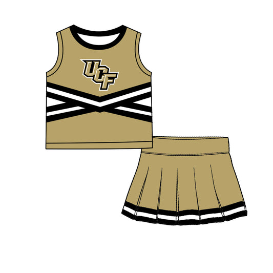 ( Moq 5 ) Baby Girls Kids Sleeveless Vest Skirt Shots Team Set Clothes