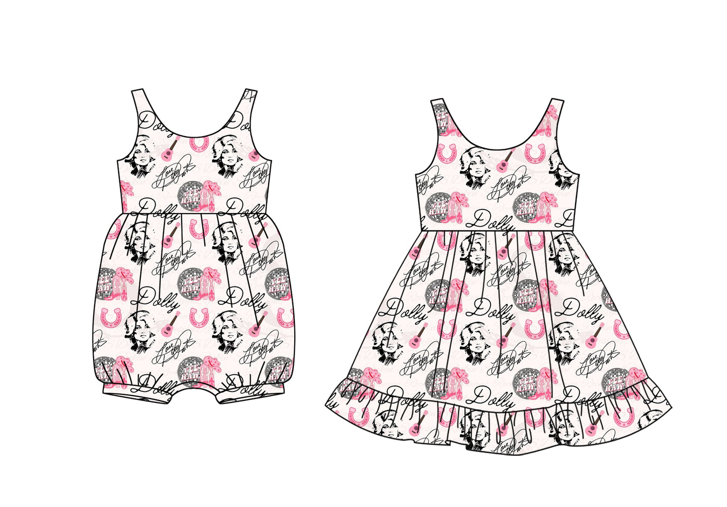 Baby Girl Straps Singer Pink Sibling Dress Romper ( Moq 5 Each Style ) 3.6