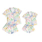 Baby Girl Adult Women Short Sleeves Bows Pockets Sibling Pajamas Set ( Moq 5 Each Style ) 3.21