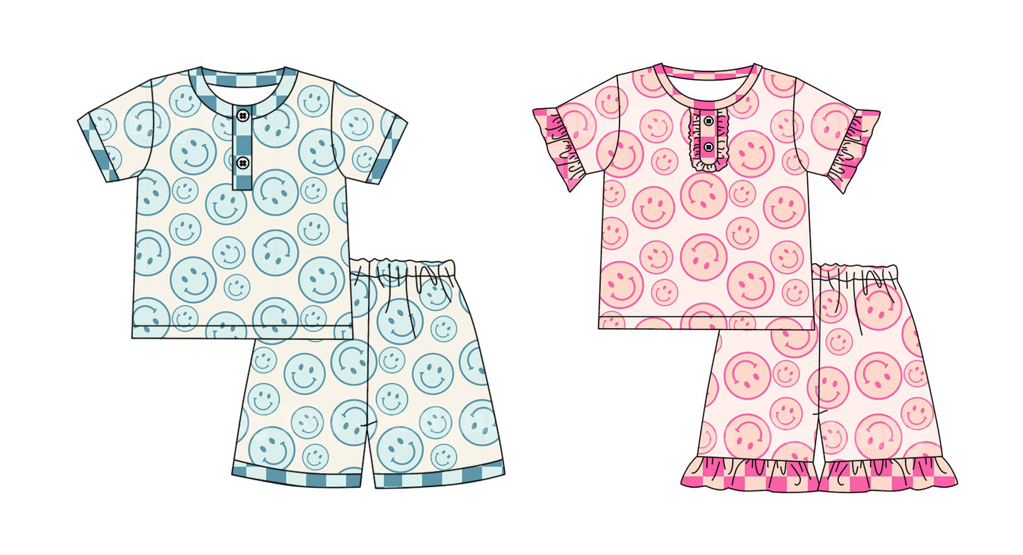 Baby Boy Girl Short Sleeves Smile Sibling Pajamas Set ( Moq 5 Each Style ) 12.24