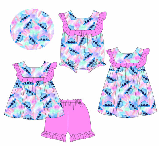 Baby Girl Short Sleeves Cartoon Sibling Romper Dress Set ( Moq 5 Each Style ) 2.14