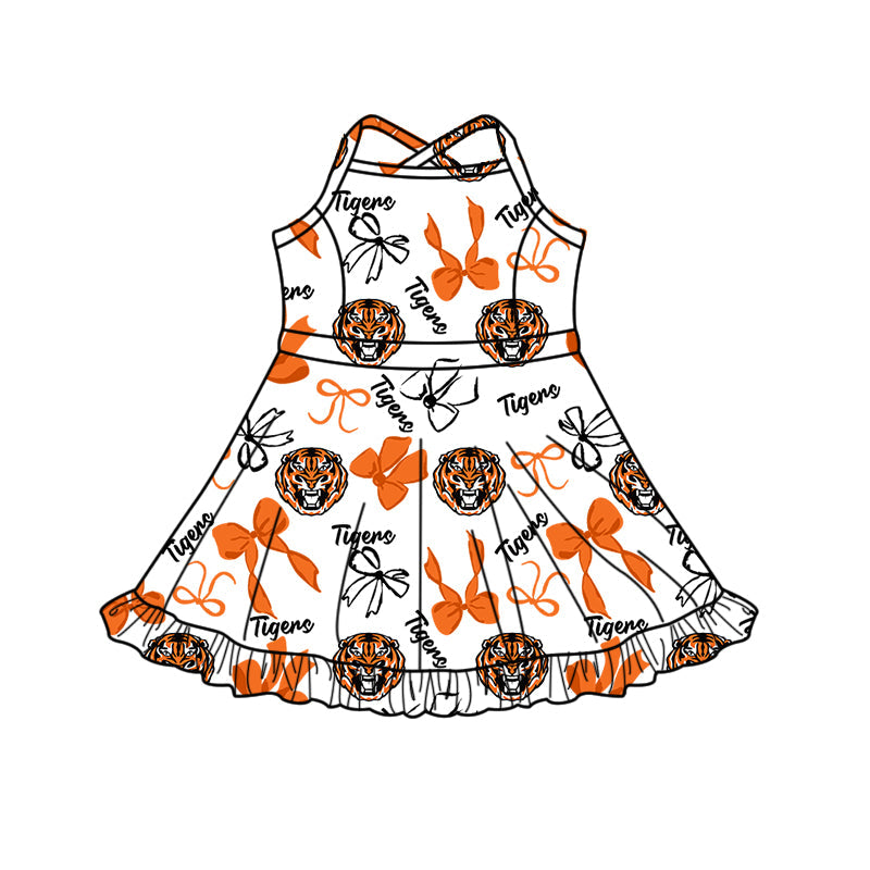 ( Moq 5 each style ) Baby Boy Girl Team Sibling Shirt Tigers Bows Cheer Dress Set 8.16