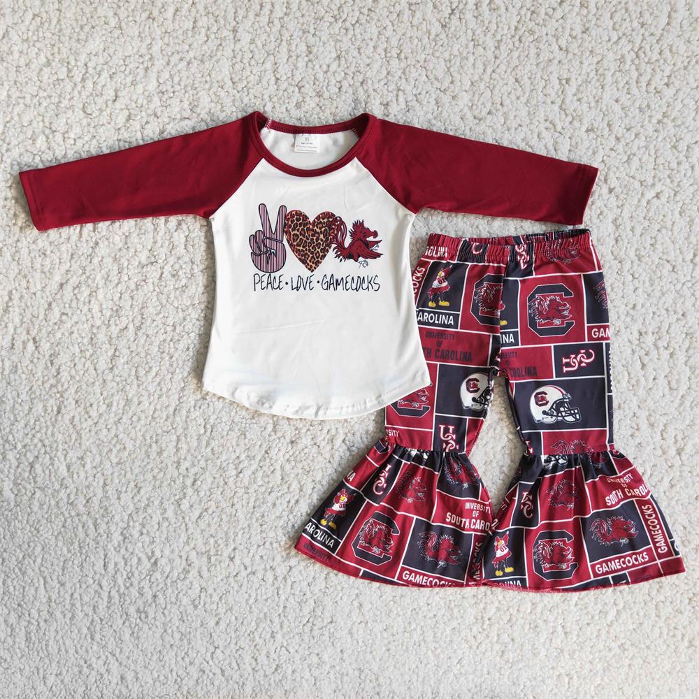 6 A12-16 Baby Girl Peace Love Football Team Set