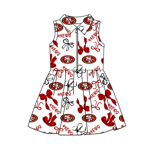 ( Moq 5 ) Custom Baby Girls Kids Sleeveless Bows Shorts Team Zipper Dress Cheer Clothes