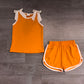 Baby Girls Kids Sleeveless Bows Shirt Shorts Orange Set Summer Clothes RTS