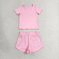 Baby Girls Kids Short Sleeves Pink Shirt Skirt Shorts Yoga Active Set Clothes RTS