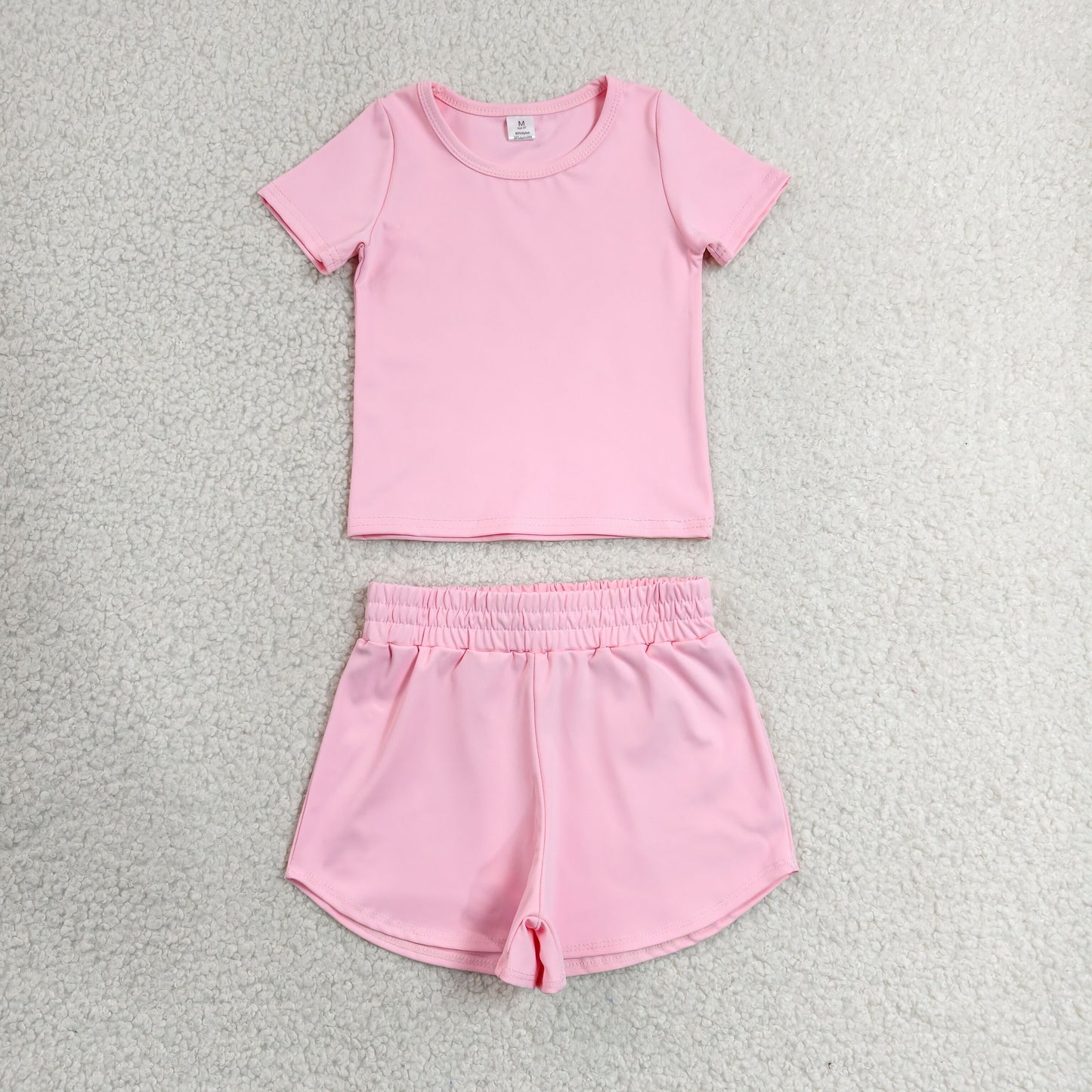 Baby Girls Kids Short Sleeves Pink Shirt Skirt Shorts Yoga Active Set Clothes RTS