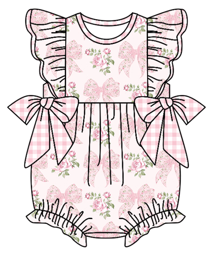 Baby Boy Girl Flower Pink Bows Sibling Dress Romper Clothes Set ( Moq 5 Each style )11.30