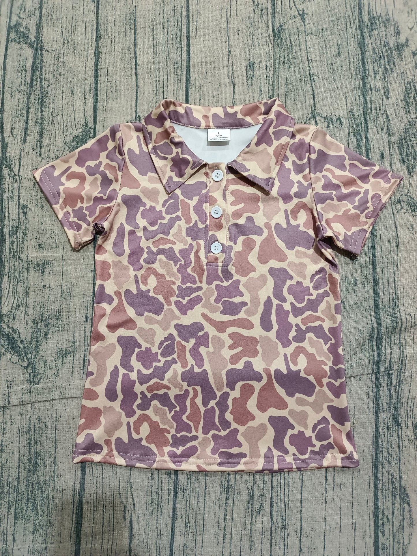 Baby Boys Short Sleeves Southern Camo Print Buttons Polo Shirt Tops RTS