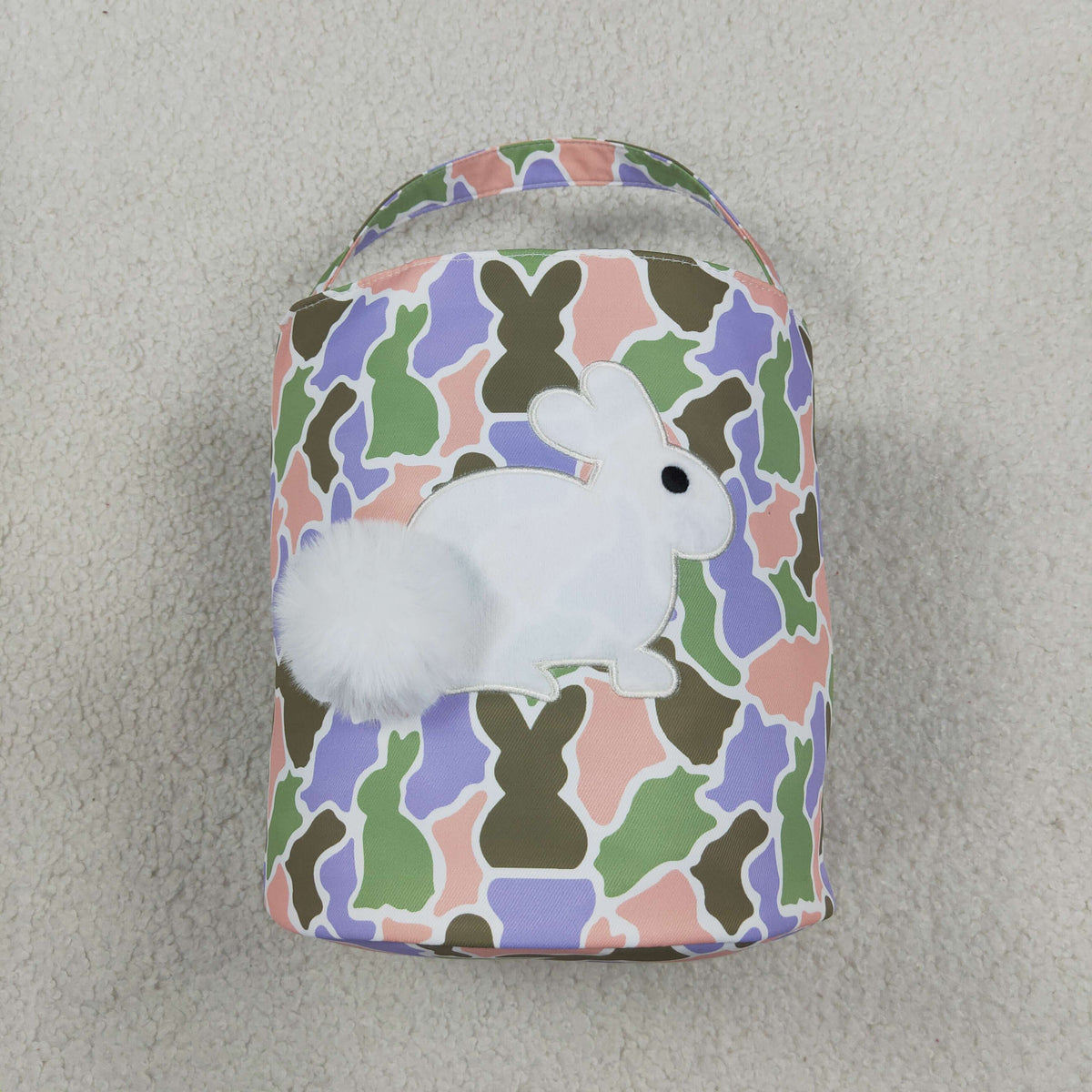 Baby Toddler Kids Embroidery Easter Rabbit Camo Print Basket Bag RTS