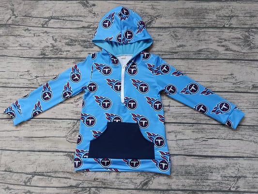 Baby Boy Toddler Long Sleeves Team Blue Hoodie Zipper Shirt Tops