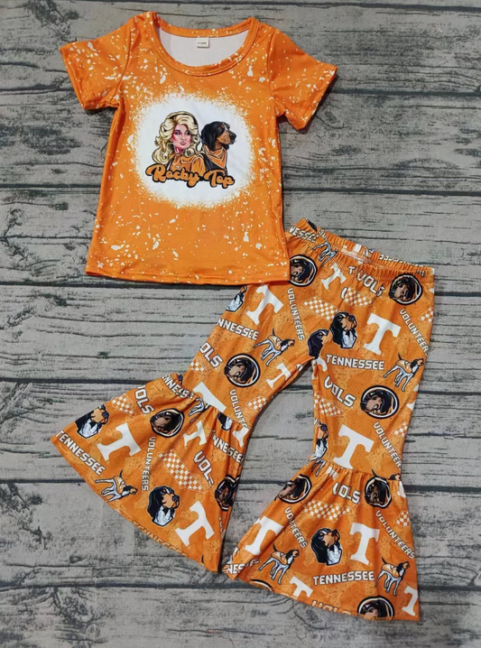 Baby Girl Short Sleeves Shirt Bell Pants T Dog Team Set