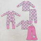 Sibling Baby Girls Kids Long Sleeves Santa Stripes Romper Set Christmas Pink Clothes RTS
