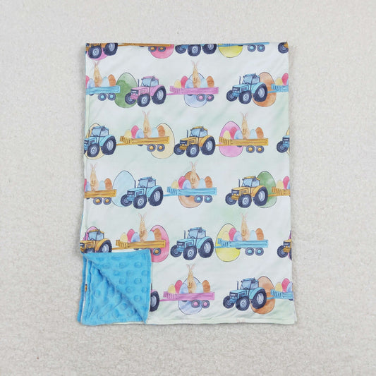 BL0117 Easter Baby Kids Tractors Eggs Rabbits Blanket