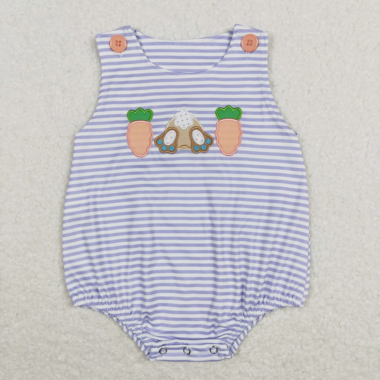 BSSO0301 Baby Boy Short Sleeves Embroidery Carrot Rabbit Purple Stripes Shirt Cotton Shorts Easter Set