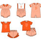( Moq 5 Each Style ) Baby Boys Girls Kids Team Sibling Orange Stripes Rompers Sets