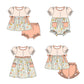 Baby Girl Short Sleeves Flower Plaid Sibling Romper Dress Clothes Set ( Moq 5 Each Design )