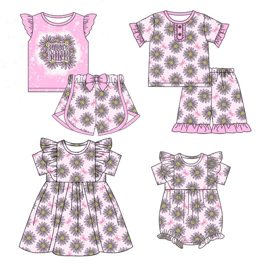 Baby Girl Short Sleeves Flower Bows Sibling Romper Dress Set ( Moq 5 Each Style ) 12.21