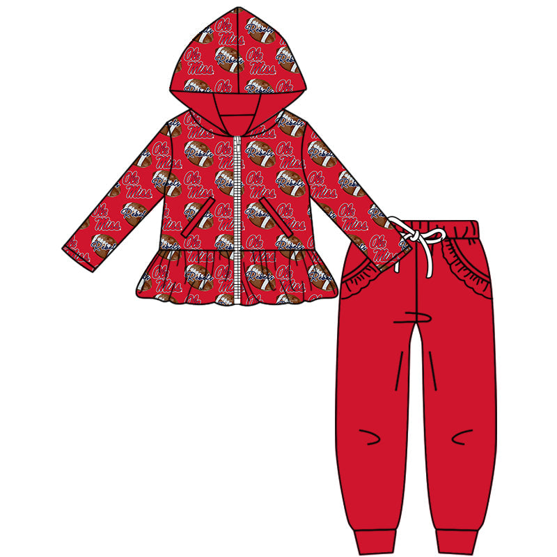 ( Moq 5 each style ) Baby Boy Girl Team Football Sibling  Red Pants Dress Set 8.20