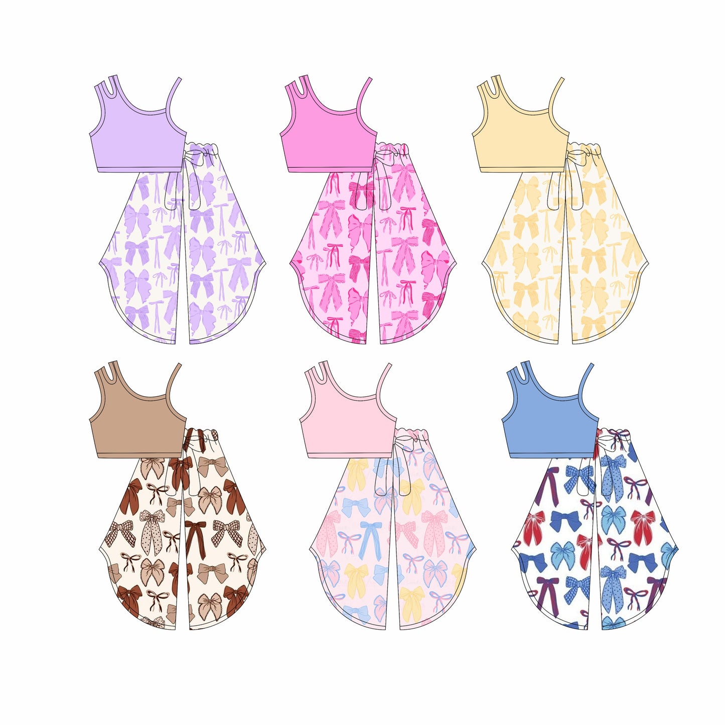 Baby Girl Sleeveless Cotton Tops Bows Pants Sibling Set ( Moq 5 Each Style ) 4.1