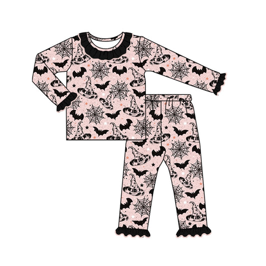 Baby Girl Long Sleeves Hats Bats Shirt Pants Pajamas Halloween Set