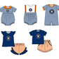 ( Moq 5 Each Style ) Baby Boys Girls Kids Team Sibling Star Blue Stripes Rompers Sets